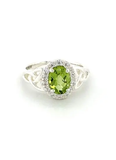 Sterling Silver Trinity Knot Halo Ring with Peridot